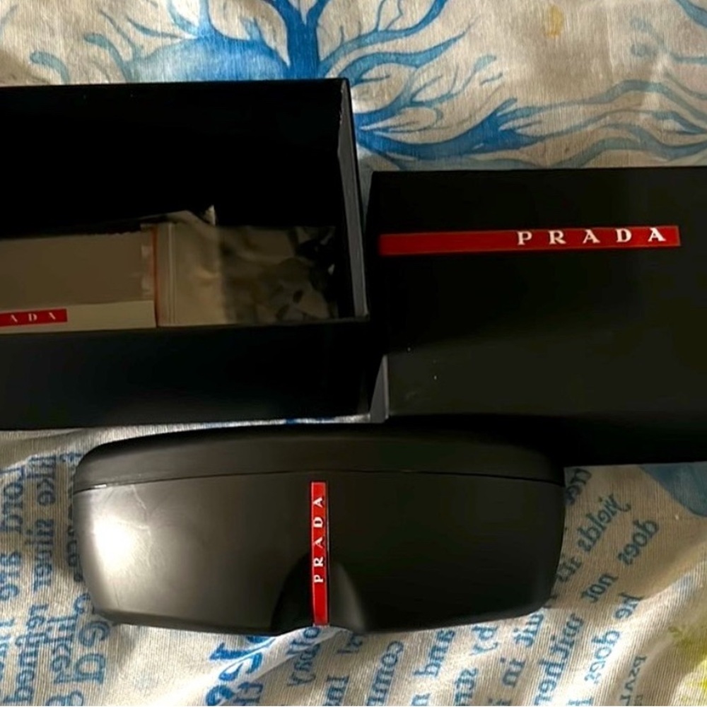 Prada Black Sunglasses with Red Logo